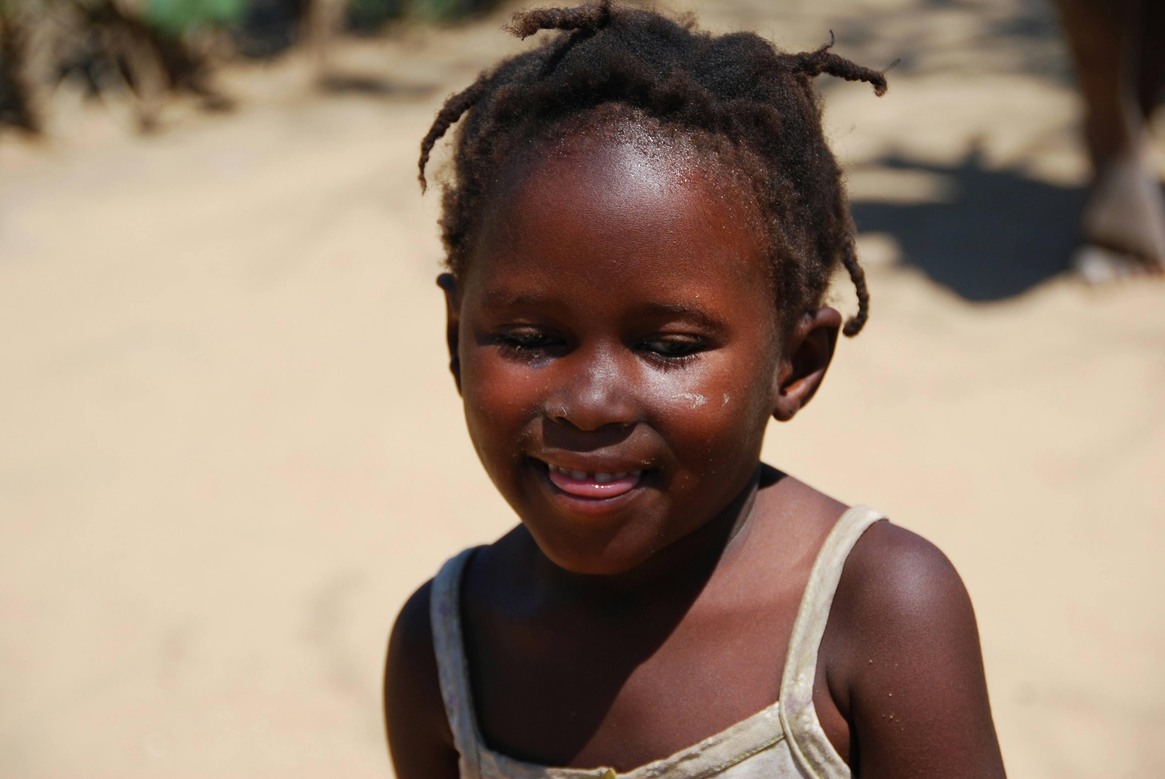 Child with bubble ponytail braids