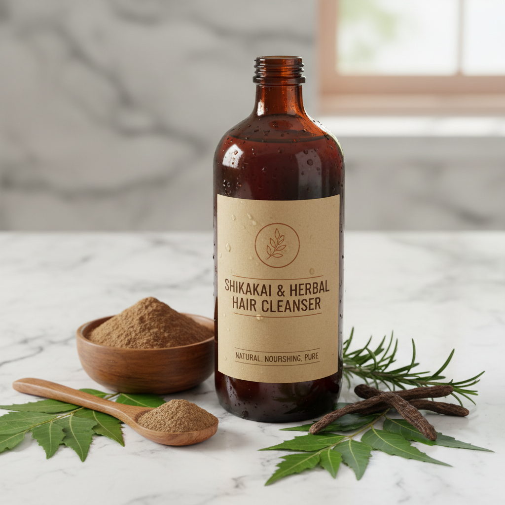 Natural shampoo bottle with pump dispenser for braided hair care