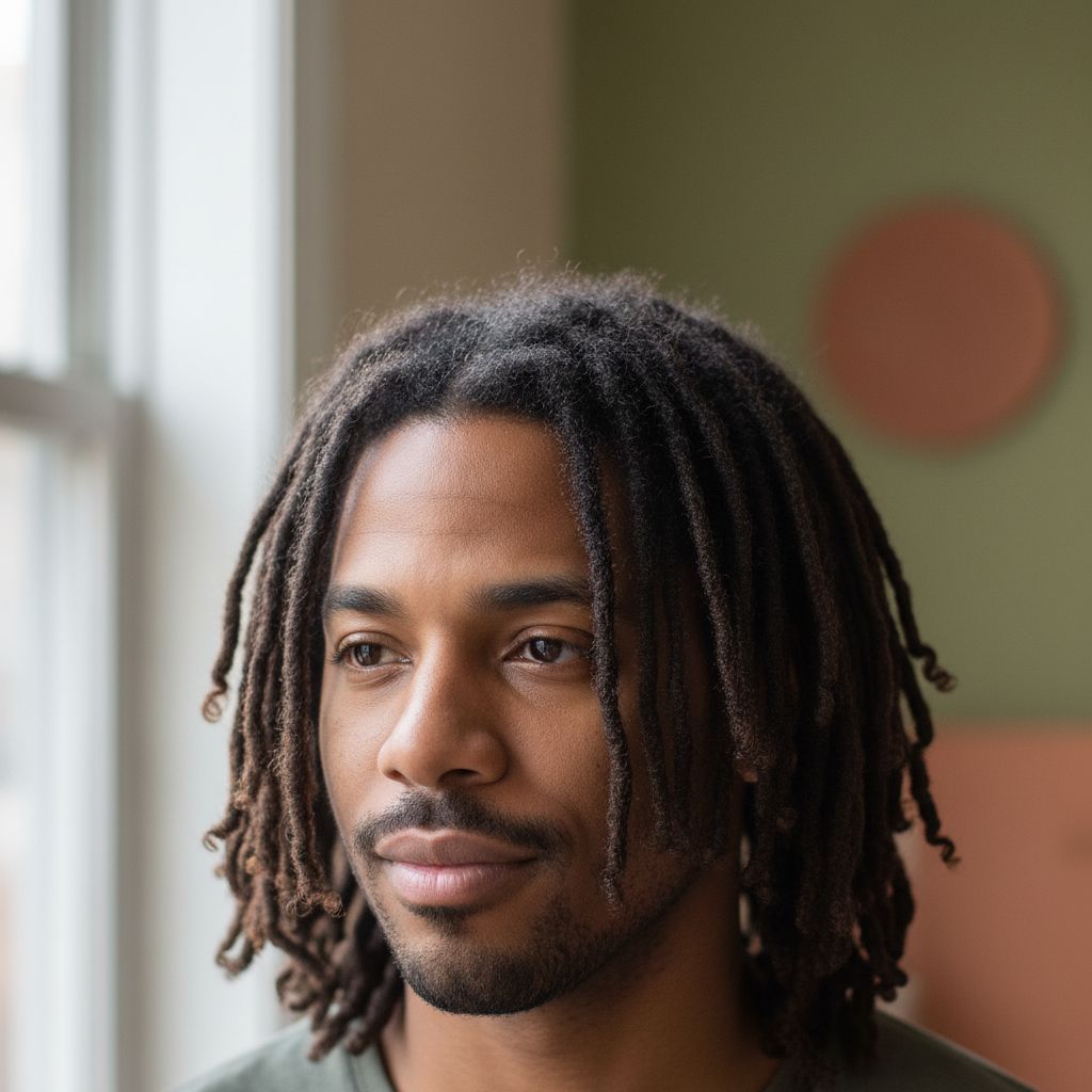Person with freshly installed starter locs