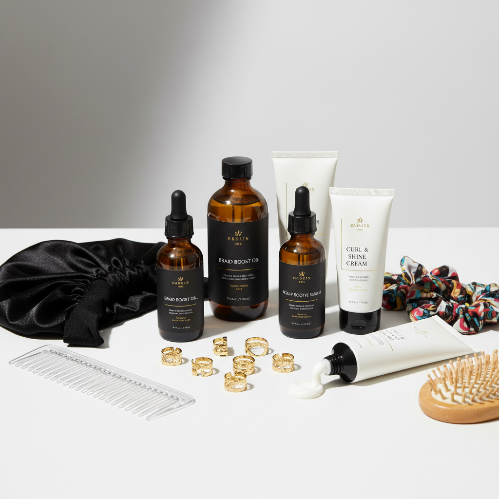 Hair care maintenance kit with combs and styling tools for braids