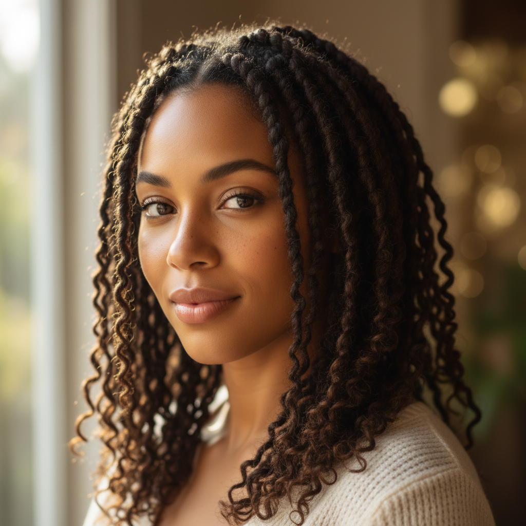 Woman with two-strand natural twists