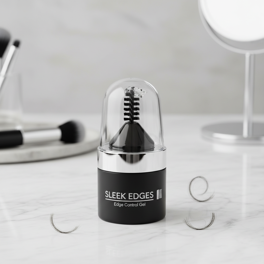 Edge control jar with applicator brush for cornrow styling