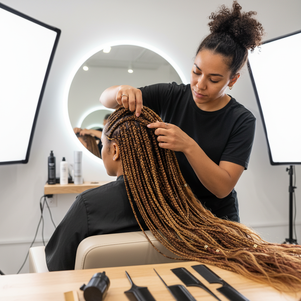Professional mobile braiding services in Anderlecht, Belgium by Antwerpen Braider