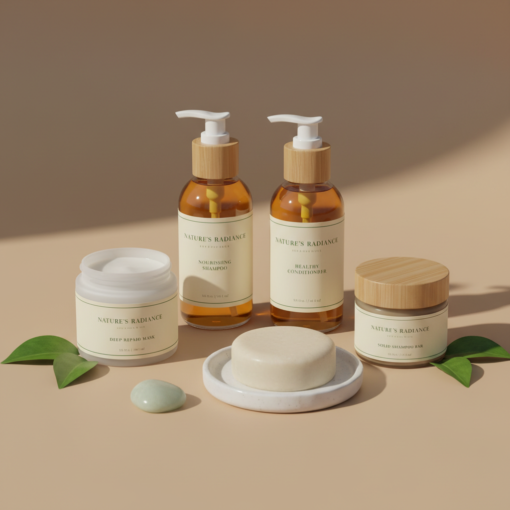 Assorted hair care products including leave-in conditioners and moisturizers for natural hair