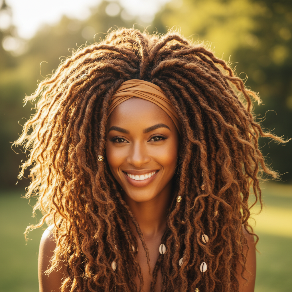 Woman with butterfly locs hairstyle