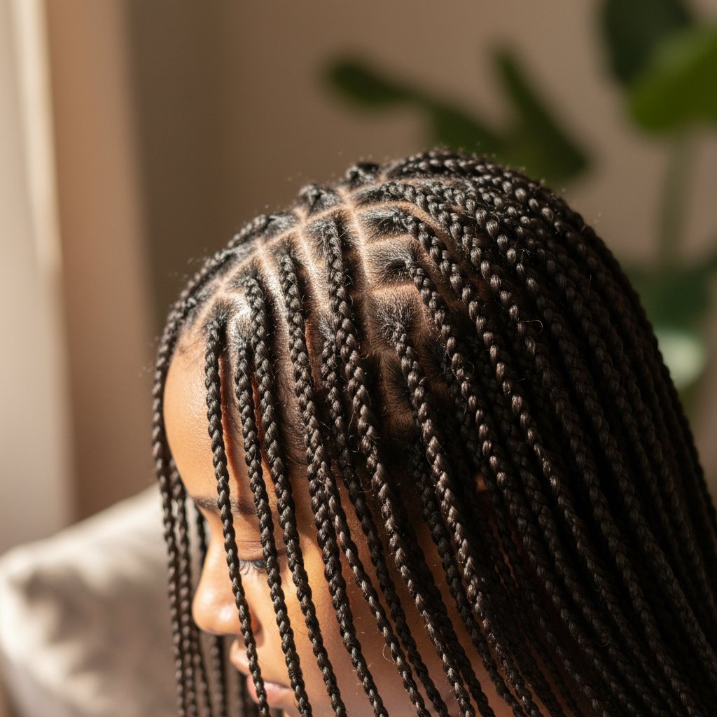 Man with medium-length box braids
