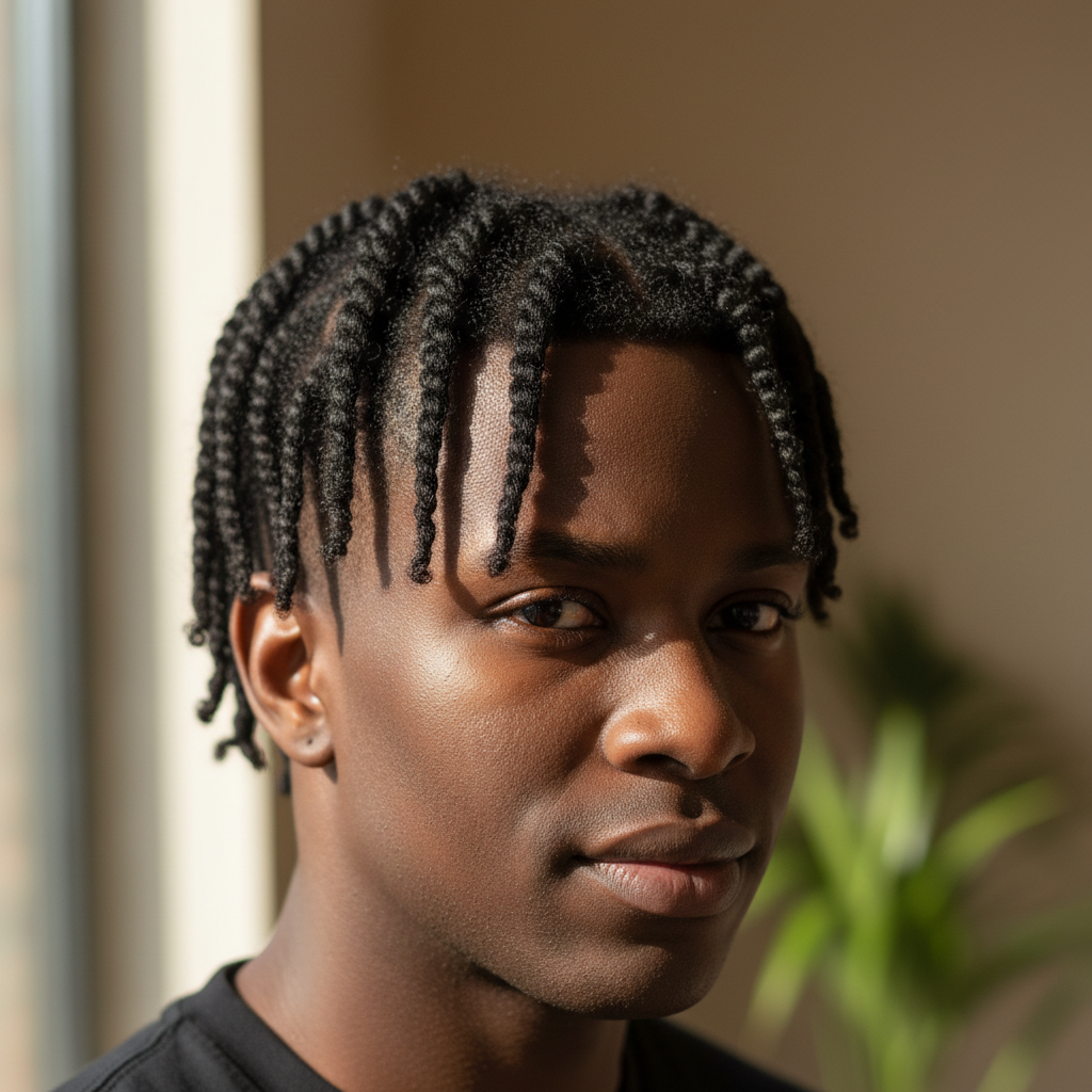 Man with two-strand twists