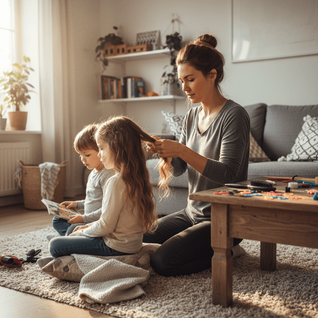 Tresses douces pour enfants à domicile à Bruxelles et en Belgique — coiffeuse patiente pour enfants par Antwerpen Braider