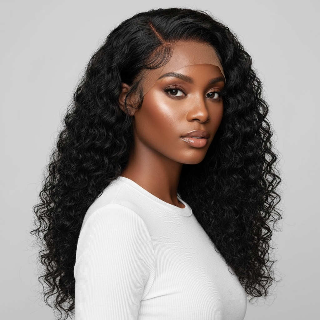 Full Lace Wig Installation Antwerp – three-quarter view showing natural hairline all around